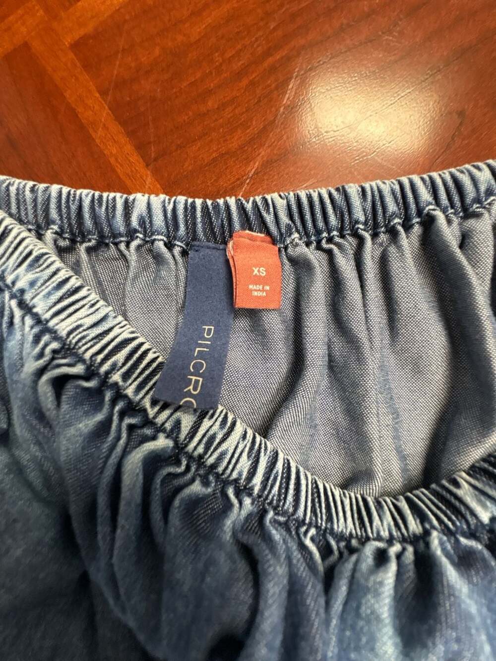 Pilcro Anthropologie Smocked Chambray Off-The-Shoulder Peasant Top - Picture 6 of 6